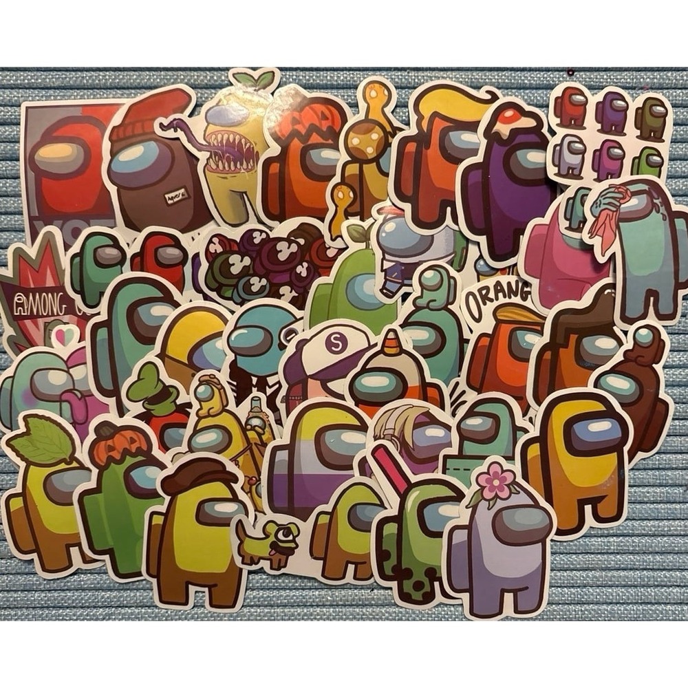 NEW 37pc Full Color Vinyl Among Us Game Stickers